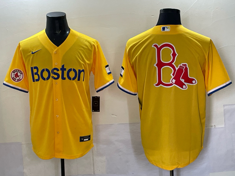Men Boston Red Sox blank  yellow 2025 Nike MLB Jersey 02
